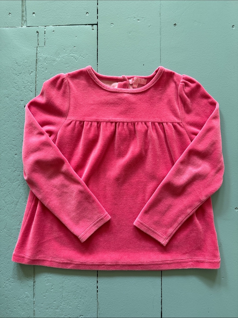 Bisby Girls' Long-Sleeve Pink Pullover Top size 8 velour